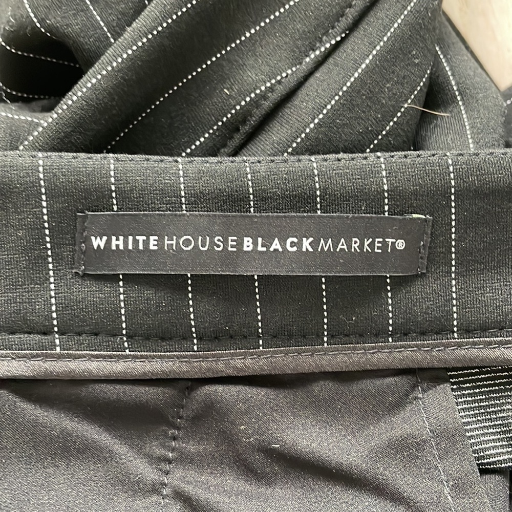 White House Black Market Black Pinstripe Boot-Cut Pants - Picture 7 of 8